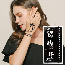 Load image into Gallery viewer, 1Sheet Women Flower Tattoo Stencils Henna Hand Wrist Templates Arm Back Chest Body Art Airbrush Paint Templates Decal DIY Flower Painting