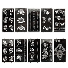 Load image into Gallery viewer, 1Sheet Women Flower Tattoo Stencils Henna Hand Wrist Templates Arm Back Chest Body Art Airbrush Paint Templates Decal DIY Flower Painting