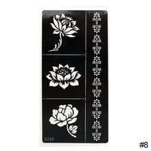 Load image into Gallery viewer, 1Sheet Women Flower Tattoo Stencils Henna Hand Wrist Templates Arm Back Chest Body Art Airbrush Paint Templates Decal DIY Flower Painting