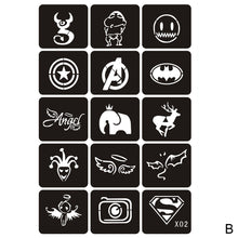 Load image into Gallery viewer, 15pcs/sheet Simple Tattoo Stencils Women Girls Kids Arm Back Neck Templates Cartoon Airbrush Paint Templates Decal