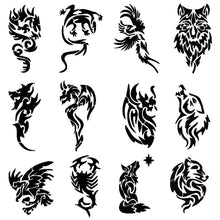 Load image into Gallery viewer, 8pcs/sheet Medium Size Arm Tattoo Stencils Men Back Tiger Drgon Templates Body Art Showing Airbrush Paint Templates Decal