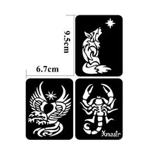 Load image into Gallery viewer, 8pcs/sheet Medium Size Arm Tattoo Stencils Men Back Tiger Drgon Templates Body Art Showing Airbrush Paint Templates Decal
