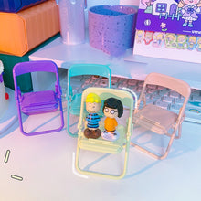 Load image into Gallery viewer, Cute Small Stool Foldable Mobile Phone Bracket Chair Multifunctional Macaron Desktop Lazy Bracket Ornament