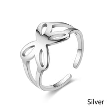 Load image into Gallery viewer, Adjustable Luxsury Butterfly Ring Titanium Steel Wedding Engagement Band Ring Women's Men's Jewelry Gift