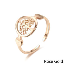 Load image into Gallery viewer, Adjustable Luxsury Round Fortune Tree Ring Titanium Steel Wedding Engagement Band Ring Women's Men's Jewelry Gift