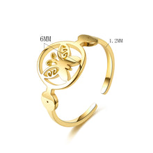 Load image into Gallery viewer, Adjustable Luxsury Round Butterfly Ring Titanium Steel Wedding Engagement Band Ring Women's Men's Jewelry Gift
