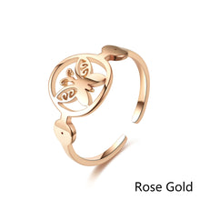 Load image into Gallery viewer, Adjustable Luxsury Round Butterfly Ring Titanium Steel Wedding Engagement Band Ring Women's Men's Jewelry Gift