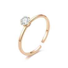 Load image into Gallery viewer, 18K Fashion Simple Elegant Diamond Zircon Plated Titanium Steel Wedding Engagement Band Ring Women's Men's Jewelry Gift
