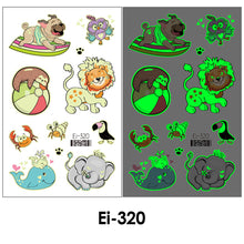 Load image into Gallery viewer, Cartoon Children Tattoo Stickers Waterproof Glow-in-the-dark Tattoo Stickers Cute Cartoon Animal Tattoo Stickers for Kids