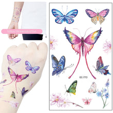 Load image into Gallery viewer, Children Waterproof Tattoo Stickers Cartoon 3D Colorful Butterfly Tattoo Stickers Body Art Tattoo Stickers for Kids