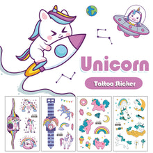Load image into Gallery viewer, Children Glitter Tattoo Stickers Waterproof Cartoon Watch Unicorn Children Tattoo Stickers Temporary Body Tattoo for Kids