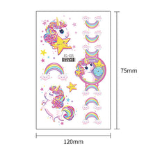 Load image into Gallery viewer, Children Glitter Tattoo Stickers Waterproof Cartoon Watch Unicorn Children Tattoo Stickers Temporary Body Tattoo for Kids