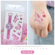 Load image into Gallery viewer, Children Glitter Tattoo Stickers Waterproof Cartoon Watch Unicorn Children Tattoo Stickers Temporary Body Tattoo for Kids
