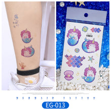 Load image into Gallery viewer, Children Flash Powder Tattoo Stickers Waterproof Creative Colorful Butterfly Mermaid Tattoo Stickers for Kids
