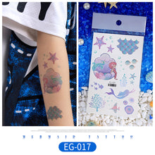 Load image into Gallery viewer, Children Flash Powder Tattoo Stickers Waterproof Creative Colorful Butterfly Mermaid Tattoo Stickers for Kids