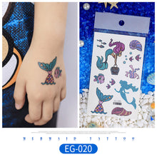 Load image into Gallery viewer, Children Flash Powder Tattoo Stickers Waterproof Creative Colorful Butterfly Mermaid Tattoo Stickers for Kids