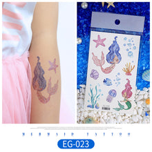 Load image into Gallery viewer, Children Flash Powder Tattoo Stickers Waterproof Creative Colorful Butterfly Mermaid Tattoo Stickers for Kids