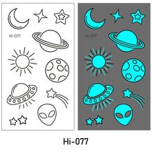 Load image into Gallery viewer, Luminous Tattoo Stickers Waterproof Small Fresh Cartoon Space Animal Tattoo Stickers Body Art Tattoo for Men Women