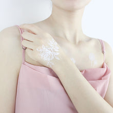 Load image into Gallery viewer, Waterproof White Tattoo Stickers Small Fresh Flower Tattoo Stickers Collarbone Arm Leg Chest Body Art Tattoo for Women