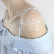 Load image into Gallery viewer, Waterproof White Tattoo Stickers Small Fresh Flower Tattoo Stickers Collarbone Arm Leg Chest Body Art Tattoo for Women