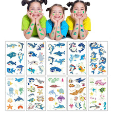 Load image into Gallery viewer, Children Luminous Tattoo Stickers Cartoon Cute Dinosaur Mermaid Tattoo Stickers Funny Face Stickers Body Art Tattoo