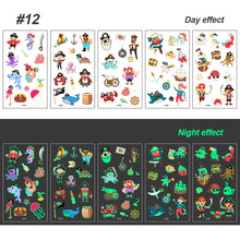 Load image into Gallery viewer, Children Luminous Tattoo Stickers Cartoon Cute Dinosaur Mermaid Tattoo Stickers Funny Face Stickers Body Art Tattoo