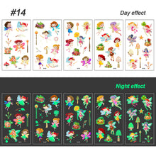 Load image into Gallery viewer, Children Luminous Tattoo Stickers Cartoon Cute Dinosaur Mermaid Tattoo Stickers Funny Face Stickers Body Art Tattoo