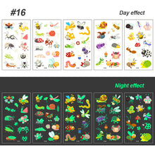 Load image into Gallery viewer, Children Luminous Tattoo Stickers Cartoon Cute Dinosaur Mermaid Tattoo Stickers Funny Face Stickers Body Art Tattoo