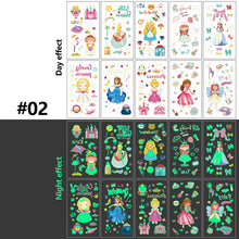Load image into Gallery viewer, Children Luminous Tattoo Stickers Cute Cartoon Dinosaur Mermaid Unicorn Fluorescent Green Tattoo Stickers Face Body Art Tattoo