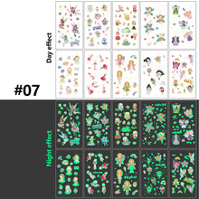 Load image into Gallery viewer, Children Luminous Tattoo Stickers Cute Cartoon Dinosaur Mermaid Unicorn Fluorescent Green Tattoo Stickers Face Body Art Tattoo