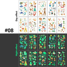 Load image into Gallery viewer, Children Luminous Tattoo Stickers Cute Cartoon Dinosaur Mermaid Unicorn Fluorescent Green Tattoo Stickers Face Body Art Tattoo