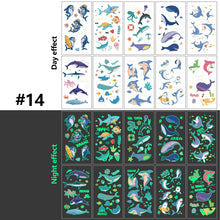 Load image into Gallery viewer, Children Luminous Tattoo Stickers Cute Cartoon Dinosaur Mermaid Unicorn Fluorescent Green Tattoo Stickers Face Body Art Tattoo