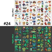 Load image into Gallery viewer, Children Luminous Tattoo Stickers Cute Cartoon Dinosaur Mermaid Unicorn Fluorescent Green Tattoo Stickers Face Body Art Tattoo