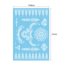 Load image into Gallery viewer, Blue Paper White Lace Tattoo Stickers Waterproof Long Lasting Tattoo Stickers Temporary Body Art Tattoo Stickers For Women
