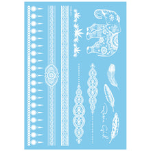 Load image into Gallery viewer, Blue Paper White Lace Tattoo Stickers Waterproof Long Lasting Tattoo Stickers Temporary Body Art Tattoo Stickers For Women