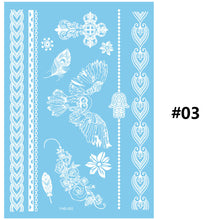 Load image into Gallery viewer, Blue Paper White Lace Tattoo Stickers Waterproof Long Lasting Tattoo Stickers Temporary Body Art Tattoo Stickers For Women