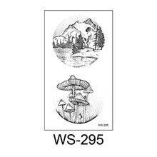 Load image into Gallery viewer, Literary Tattoo Stickers Black White Mountains Forest Whale Tattoo Stickers Waterproof Long Lasting Body Art Tattoo Stickers
