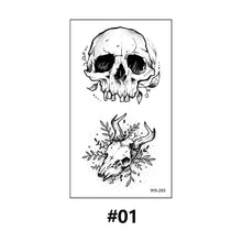 Load image into Gallery viewer, Literary Tattoo Stickers Black White Mountains Forest Whale Tattoo Stickers Waterproof Long Lasting Body Art Tattoo Stickers