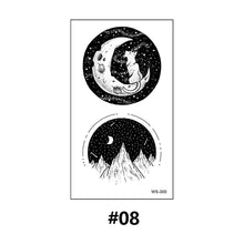 Load image into Gallery viewer, Literary Tattoo Stickers Black White Mountains Forest Whale Tattoo Stickers Waterproof Long Lasting Body Art Tattoo Stickers