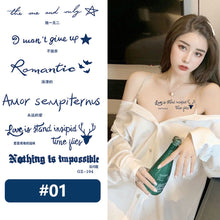 Load image into Gallery viewer, Small Fresh Herbal Tattoo Stickers English Letter Tattoo Stickers Waterproof Long Lasting Body Art Tattoo Stickers