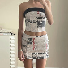 Load image into Gallery viewer, New Style Women Slim Fit Printed Tube Top Sexy Off Shoulder Top Suit Buttock Slim Fit Skirt Outfit