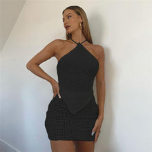 Load image into Gallery viewer, Women Summer Skinny Elastic Force Halter Neck Backless Vest Outfits High Waist Knitted Skirt Suit Two Piece Sets