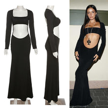 Load image into Gallery viewer, Elegant Sexy Hollow Tube Top Autumn Summer Women Package Hip Solid Color Slim Long Dress