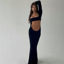 Load image into Gallery viewer, Elegant Sexy Hollow Tube Top Autumn Summer Women Package Hip Solid Color Slim Long Dress