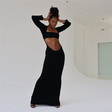 Load image into Gallery viewer, Elegant Sexy Hollow Tube Top Autumn Summer Women Package Hip Solid Color Slim Long Dress