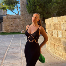 Load image into Gallery viewer, Autumn Summer Fashion Trend Women Sleeveless Suspenders Backless Hollow Sexy Low-cut Slim Elegant Party Wear Long Dress