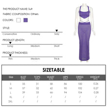 Load image into Gallery viewer, Fashion Solid Color Suspenders Outfit Hollow Mesh Women Slim Vest Sexy Low Waist Long Skirt Suit