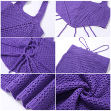 Load image into Gallery viewer, Fashion Solid Color Suspenders Outfit Hollow Mesh Women Slim Vest Sexy Low Waist Long Skirt Suit