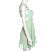 Load image into Gallery viewer, Elegant Solid Color Summer Cutout Slim Sling Dress Off-shoulder Sexy Backless Mesh Slim Female Ruffle Dress