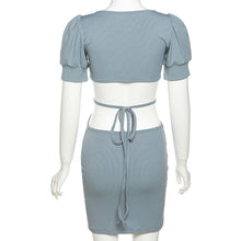 Load image into Gallery viewer, Elegant Fashion Summer Square Neck Short Sleeve Backless Hollow Tight Waist Hip Slim Women Girls Dress